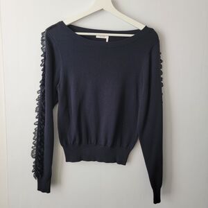 SEE BY CHLOÉ womens Ink Navy Pullover With Lace Details In Azul size XS